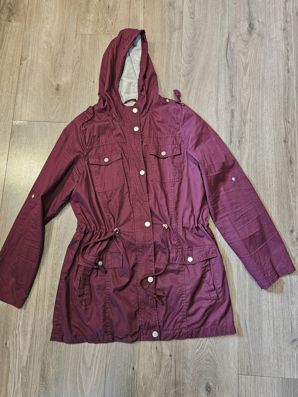 YMI Hooded Utility Anorak Jacket - Burgundy